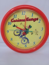 Vintage Red Curious George On Bicycle One In A Million Hanging Wall Clock - $18.36