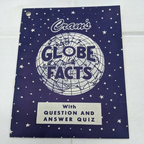 Vintage Cram&#39;s Globe Facts With Question And Answer Quiz Brochure Booklet  - $16.03