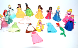 Disney Princess Polly Pocket Magic Clip &amp; Rubber Dress Lot Dolls + Outfits - £19.01 GBP