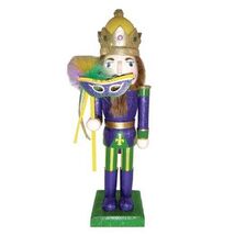 Mardi Gras King 14 Inch Wooden Christmas Nutcracker Carnival Decoration New - $49.48