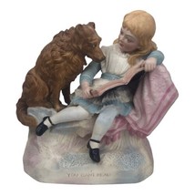Antique Victorian Porcelain Bisque Figurine You Can&#39;t Read Girl Dog Larg... - $275.83