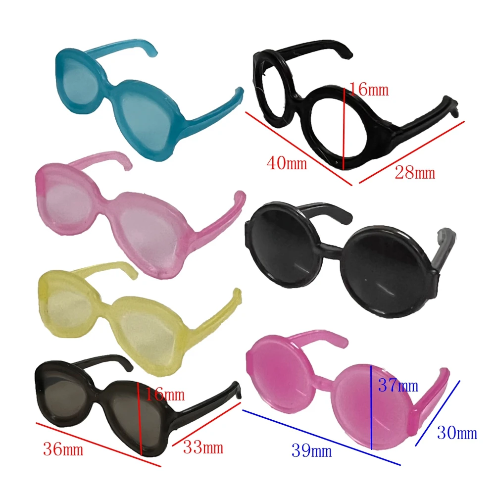 20 Pcs/ Bag Mix Colour  Glasses Fashion Dollhouse Colourful Glasses For Barbie - £6.81 GBP+