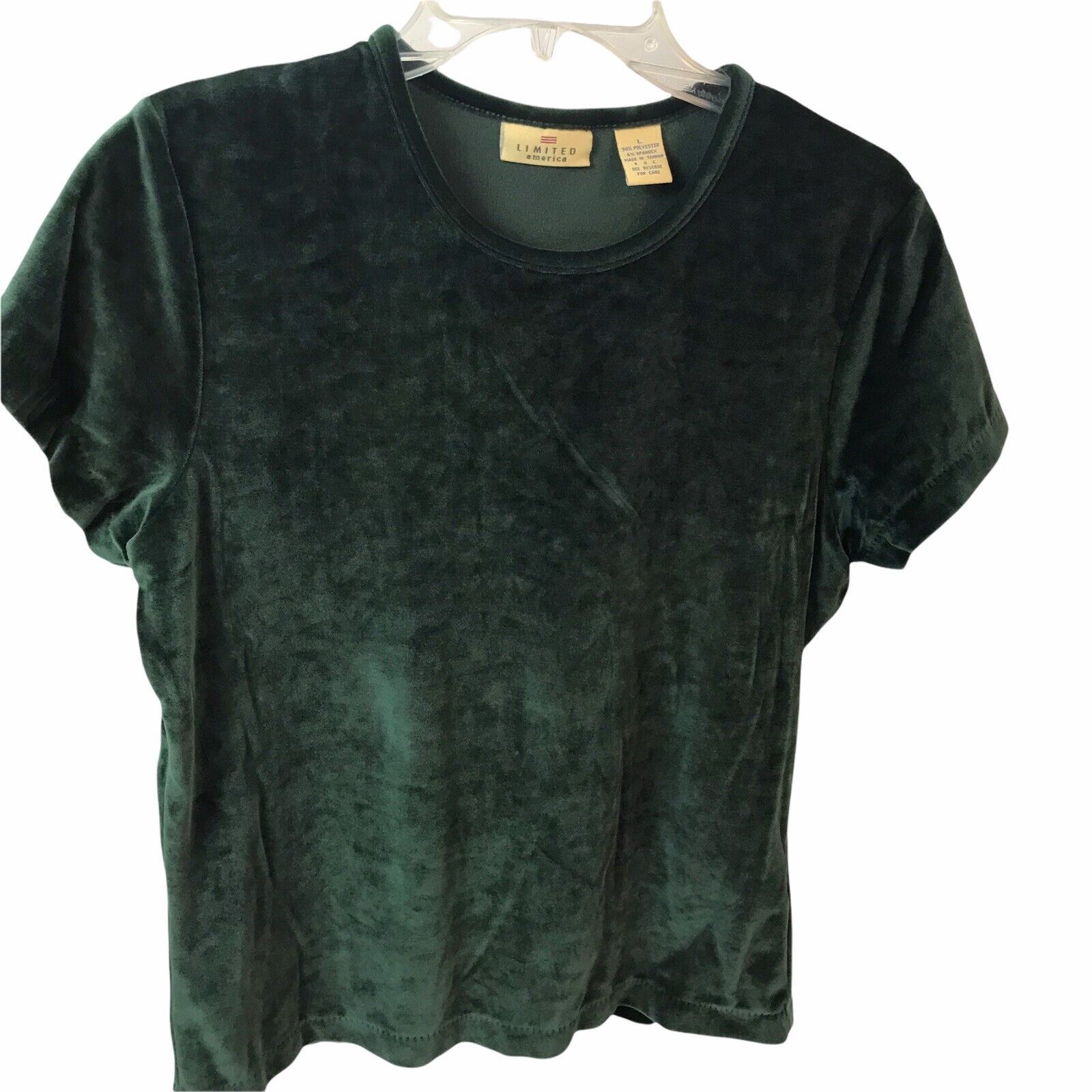 Primary image for Vintage Top Limited America Velveteen Blouse Green Holiday Sz L retro