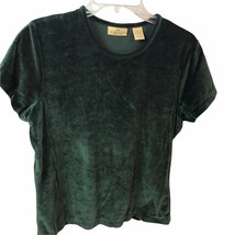 Vintage Top Limited America Velveteen Blouse Green Holiday Sz L retro - £14.07 GBP