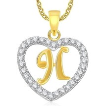 0.5Ct Moissanite Letter H Heart Pendant 14K Yellow Gold Plated Sterling Silver - £93.58 GBP