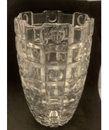 Vase 9 3/4 Large Block Ribbed Cube Lead Crystal Glass Optic Tall ~ Heavy - $856.58 MXN