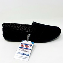 Skechers Bobs Plush Peace &amp; Love Black Womens Wide Memory Foam Flats Shoes - £32.08 GBP