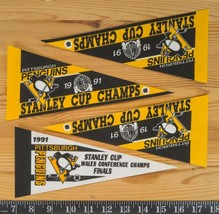 Vintage Menge Of 4 Pittsburgh Penguins NHL Hockey Mini Wimpel 1991 -haken - £47.18 GBP