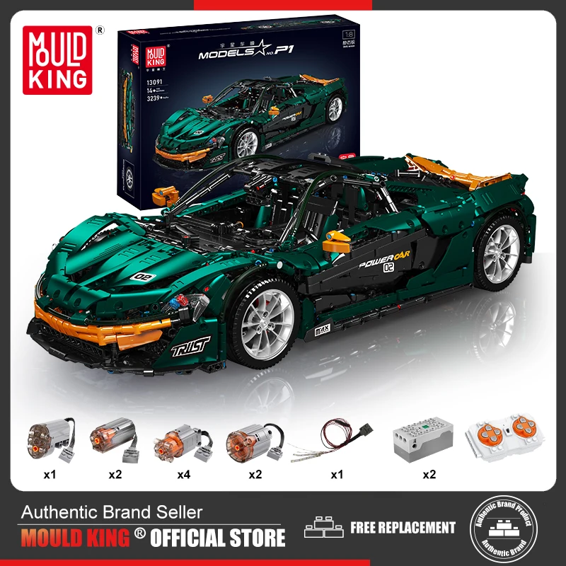 MOULD KING 13091 Technical Car Building Model Kits Electric P1 Speed Spo... - £184.53 GBP