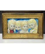 Mid Century Italian Ceramic Plaque Blonde Children’s Choir Singing Gold ... - £69.43 GBP