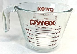 Pyrex 1 Cup 8 Oz 250 Ml Red Lettering Glass Measuring Cup - £9.48 GBP