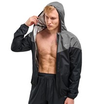 Sauna Suit For Men Zipper Sweat Suits With Hood Sauna Jacket Gym Workout... - £58.98 GBP
