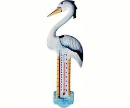 Heron Bird Window Thermometer NWT Decor Gift Essentials Albesia Wood - $17.57