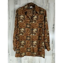 Beverly Rose USA Button Up Blouse Small (Large) Animal Basket Weave Vint... - £22.95 GBP