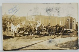 Rppc Bemidji MN Group of Horse Buggies Railroad Car Town View Show Postc... - £32.32 GBP