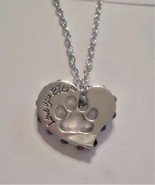 LOVE YOU BIG gem-edged heart with paw cutout on 18&quot;-20&quot; fine link chain - £3.91 GBP