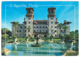 Vtg Postcard-Lightner Museum-St. Augustine FL-Fountain-Stamp-6x4 Chrome-FL1 - $4.35