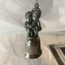 Vintage Pewter Children Caroling Bell Christmas Tree Ornament 3&quot; Tall Retro - £7.89 GBP