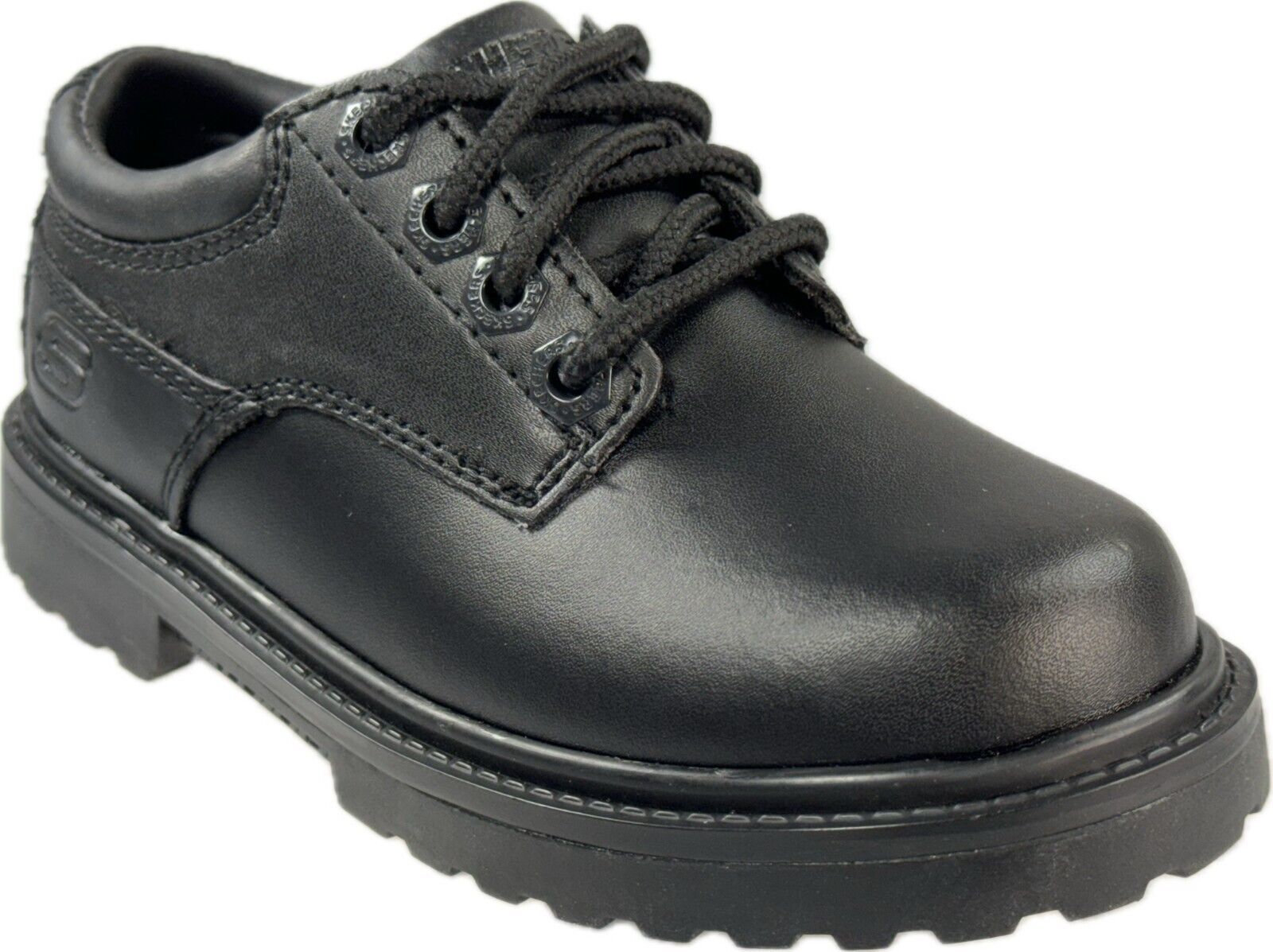 Primary image for SKECHERS KELLET BLACK LEATHER OXFORD SHOES SMALL KIDS SZ 11.5.