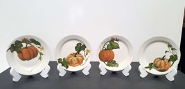 NEW Pottery Barn Set of 4 Mixed Rustic Pumpkin Appetizer Plates 6" Stoneware - $89.99