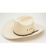 VINTAGE REAL STRAW COWBOY HAT  MILANO  7⅛ BAND IVORY LARRY MAHAN WESTERN... - $1,113.31 MXN