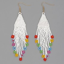 Women&#39;s Fashion Jewelry Beaded Tassel Multicolored Daisy Flower Dangle Earrings  - £16.22 GBP