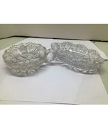 VINTAGE AMERICAN BRILLIANT CUT GLASS OVAL  BOWL finger h HOBSTARS 11-1/4... - $25.74
