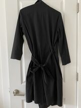 Lafayette 148 Woman  Wrap Dress Size 8 Collared Midi Black Stretch Bs324 - $81.16 CAD