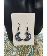 Halloween Handmade Polymer Clay Earrings Dancing Skeleton Moon Spooky Se... - €9,34 EUR