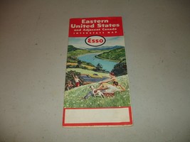 Vintage Esso Map of Eastern United States and Adjacent Canada 1957, VG - £8.49 GBP