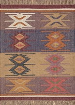 Wool Jute Kilim Vintage Handmade Rectangle Colorful Designer Boho rugs runner - £51.47 GBP+