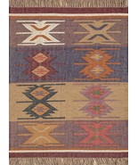 Wool Jute Kilim Vintage Handmade Rectangle Colorful Designer Boho Rugs r... - £49.29 GBP+