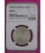 1963 MS 66 Guatemala 50 Centavos Silver Coin NGC Certified Graded Authen... - $129.99