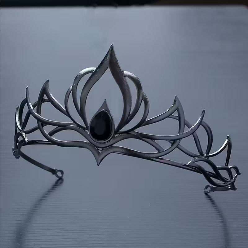 Gothic Black Flame Crown Tiara – Dark Elven Headpiece for Cosplay, LARP Item image 2