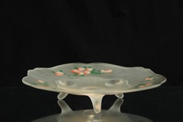 Satin Footed Bowl Lancaster Frosted Handpainted Orange Bowl Kay Satin 1930s - £16.43 GBP