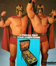 Tag Team Pinball Flyer Original 1985 Wrestling Sports 8.5&quot; x 11&quot; Vintage... - £22.14 GBP