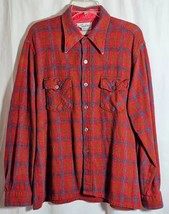 Vtg Golden Line Flannel Shirt Wool Dagger Collar Red Plaid Mens Size XL ... - $17.06