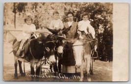 Cheyenne Canon CO Mother And Children On Donkeys RPPC 1910 Photo Postcard B32 - $18.95