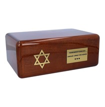 Star of David memorial urn Wooden Jewish urn Religious wooden urn funeral burial - £126.11 GBP+