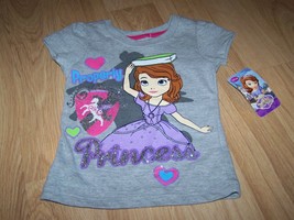 Toddler Size 2T Disney Sofia the First Princess Gray Grey Top T Shirt Gl... - £11.01 GBP