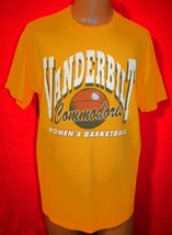 Vintage 90s VANDERBILT COMMODORES Women&#39;s Basketball Yellow T-SHIRT L SEC - $462.19 MXN