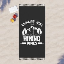 Boho Beach Towel - Hiking Dines Drinking Wine - 100% Soft Polyester - 38... - £50.68 GBP