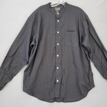 Cezani Men Shirt Size XL Black Preppy Collarless Button Up Subtle Stripe Classic - £8.56 GBP