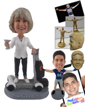 Personalized Bobblehead Beautiful Female Toasting For Happiness And Wearing A Lo - £82.58 GBP