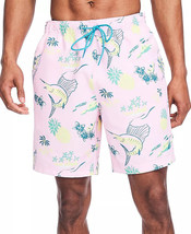 Nautica Men&#39;s Pale Orchid Island Scene Print Swim Trunks-Size XL - £18.85 GBP