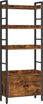Hoobro 4-Tier Bookshelf With Doors, Industrial Wooden Bookcase With Storage, - £88.05 GBP