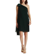 Lauren Ralph Lauren Women&#39;s Chiffon One-Shoulder Dress - Deep Pine-Size 4 - $102.88 CAD
