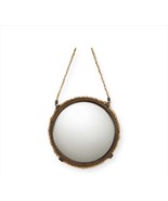 Nautical Porthole Style Mirror Antiqued Metal 15&quot; Diameter Hemp Rope Detail - £58.39 GBP