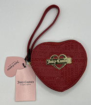 Juicy Couture Heart Coin Purse Wristlet Scarlet Red Embossed LOGO-BEAUTIFUL!!! - £21.46 GBP