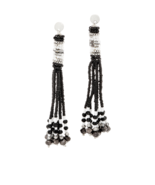 The Marrakesh - Multi-Strand Seed Bead Tassel Earrings, Black - $23.36